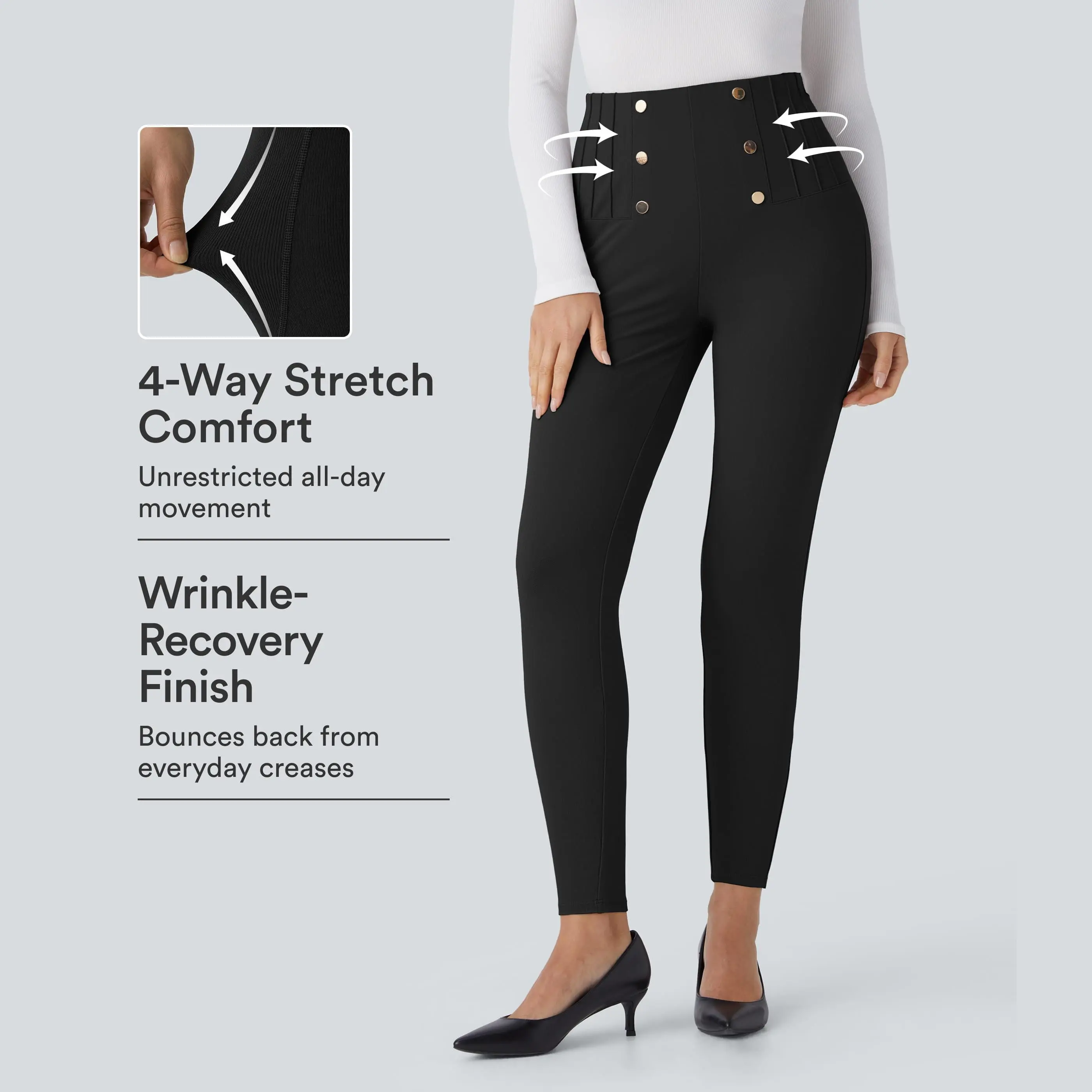 Halara High Waisted Tummy Control Decorative Back Zipper Pockets Herringbone Work Pants #BackToSchool