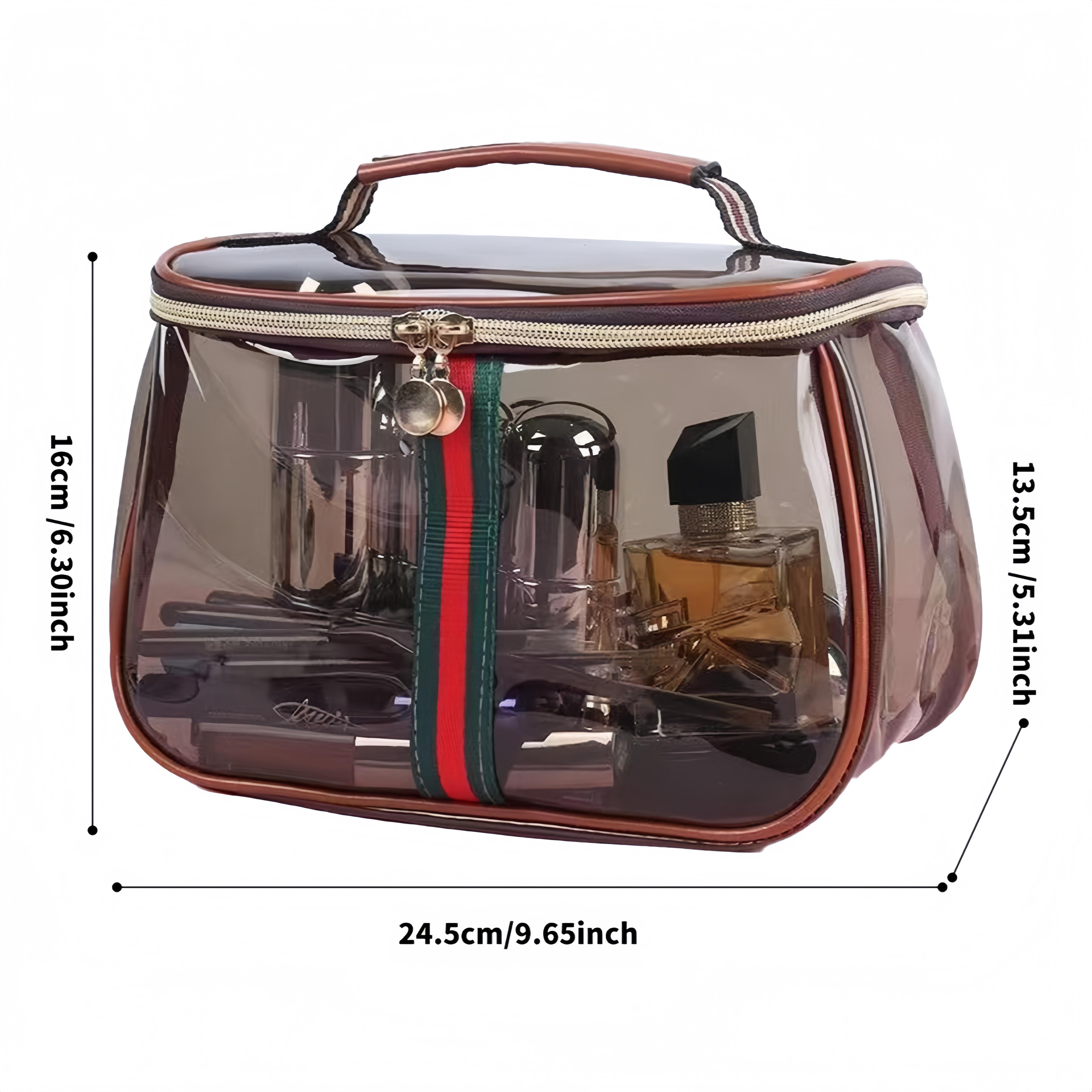 3PCS New Large Capacity Transparent Makeup Bag, VintageLuxury Style, Multiple , Portable Multi-Functional Storage Solution Cosmetics Organizer