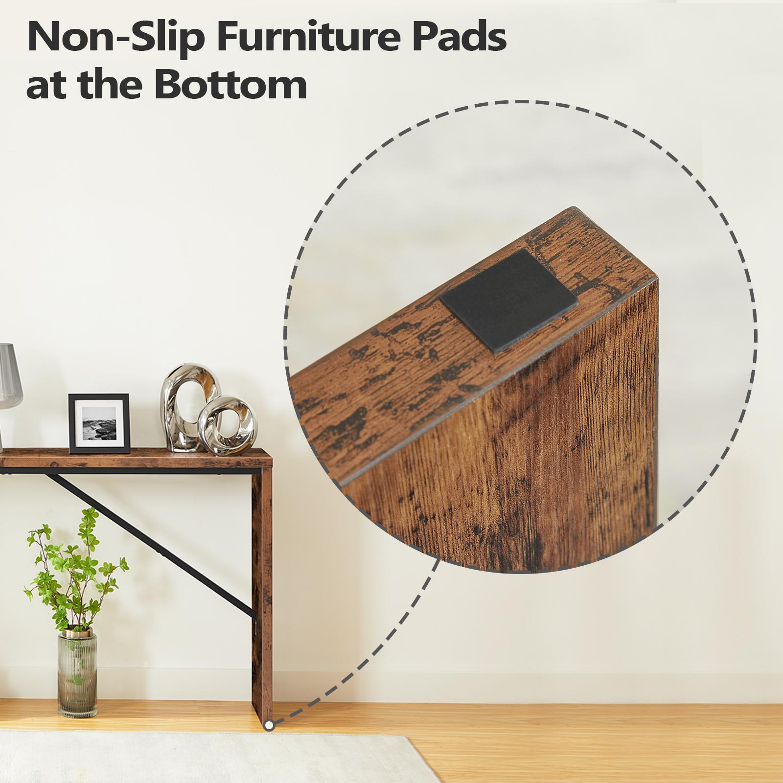 MAHANCRIS 62.2" Industrial Console Table for Entryway, Long Sofa Table Behind Couch with Angled Metal Frame,  for Living Room Bedroom, Hallway Entrance Foyer, Rustic Brown