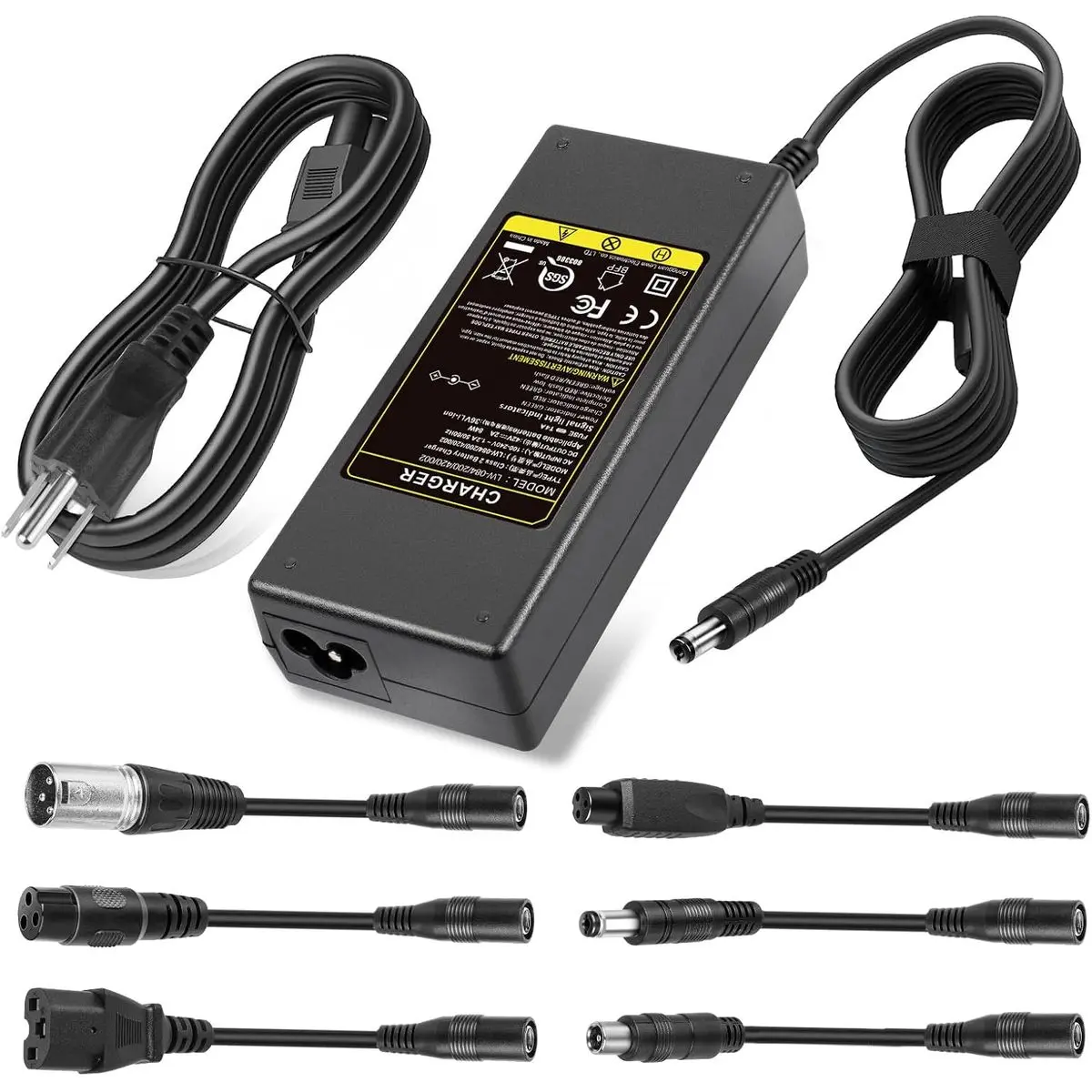 42V 2A Electric Scooter Charger Universal Replacement with 7 Plugs |   Compatible with GOTRAX/Jetson/Voyage Charger for 36V 10S Li-ion Battery.
