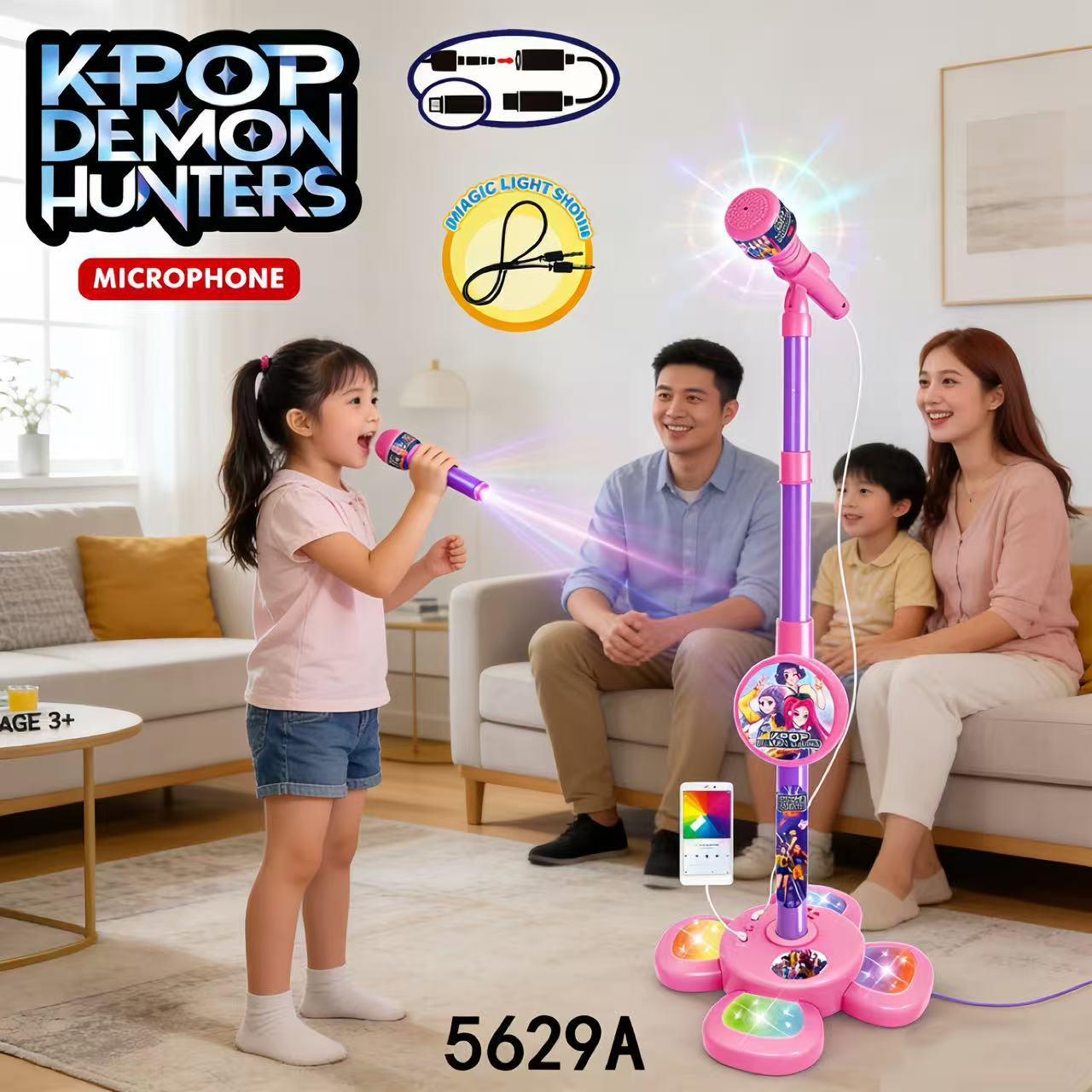 New K-Pop Music Microphone Toy with LED Light, Play Music and Sing Along, Perfect Halloween and Christmas Gift for Kids