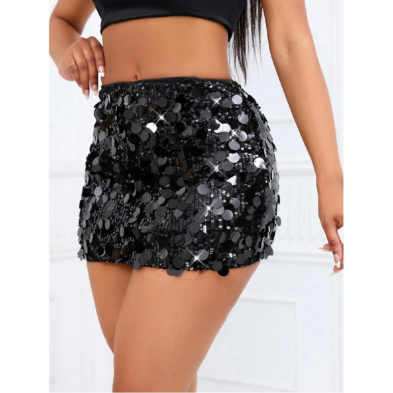 Women's Slimming Sparkling Sequin Bodycon Mini Skirt - Shiny Crystals, Glitter Design, Lightweight Summer Party Bottom for Night Events