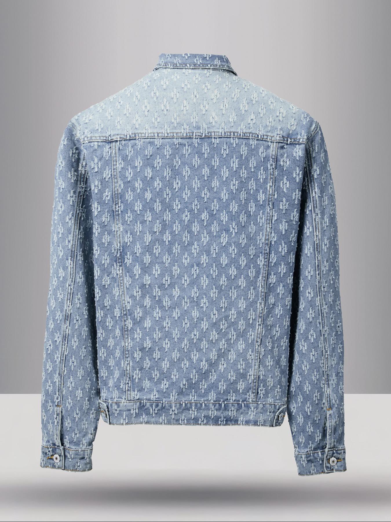 Men's Fashion Casual Washed Light Color Single Button Long Sleeve Collared Denim Jacket, Trendy Street Style Ripped Jean Coat for Outdoor Wear Gift