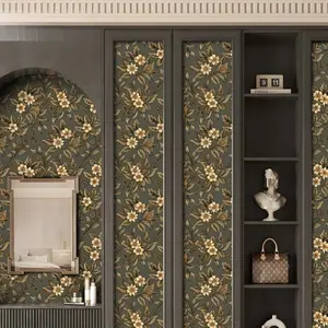 Vintage American Floral Self-Adhesive Wallpaper Moisture-Proof Stain-Resistant Furniture Renovation Sticker
