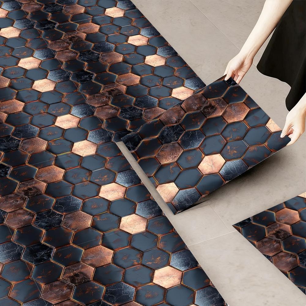 10 pieces of self-adhesive PVC floor stickers, thickened wear-resistant waterproof leather floor stickers, suitable for bedroom, kitchen, living room, balcony, bathroom and other floor decoration a