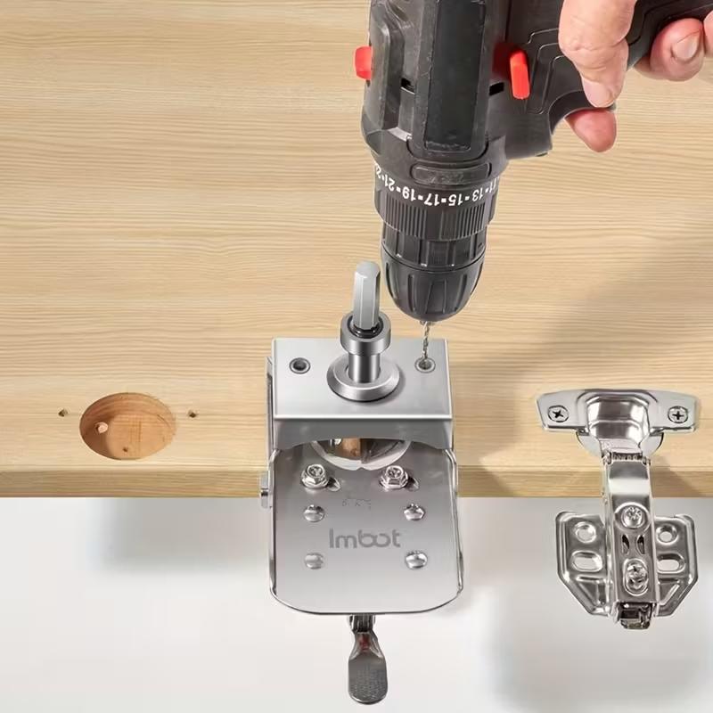 Stainless Steel Hinge Locator Drill Bit Set, Quick-Release Design & Precision Drilling Guide for Cabinets/kitchens/furniture