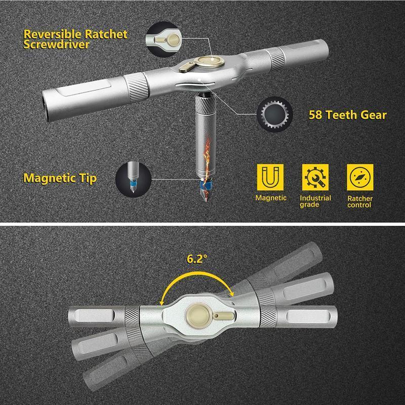 Compact portable ratchet screwdriver tool kit