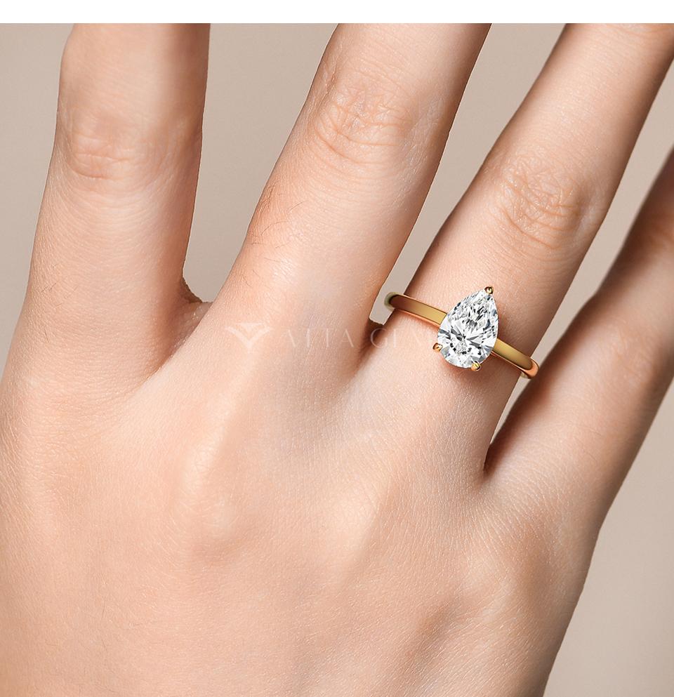 2.0CT Pear Cut Synthetic Moissanite ring Simple Style Anniversary EngagementGift Beauty Jewelry R148 SpringStatements