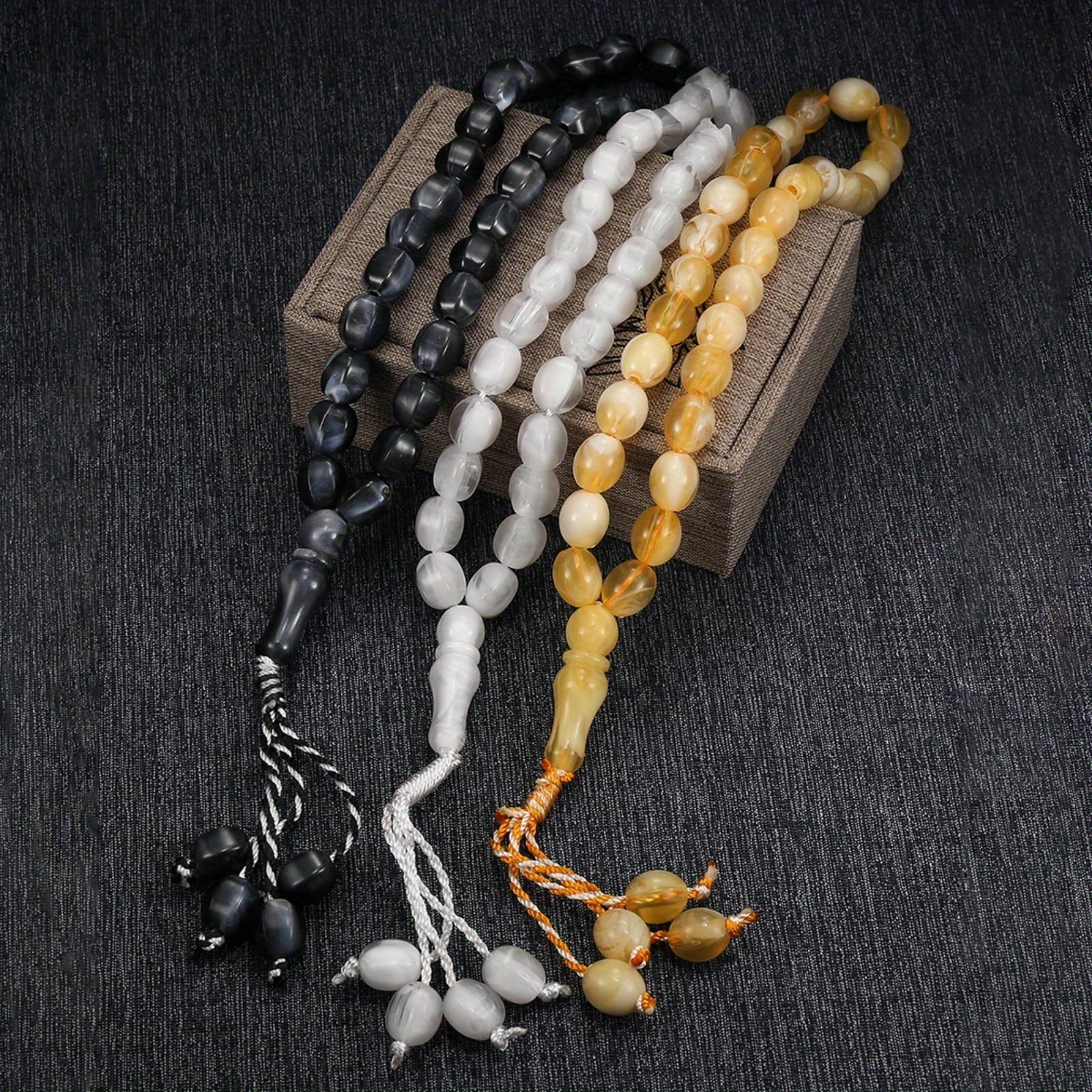 33 Black Angular Acrylic Bead Beads, Hand Knotted Islamic Prayer Beads, Bracelet, Stackable for Wearing, Ramadan, Prayer Accessories and Accessories