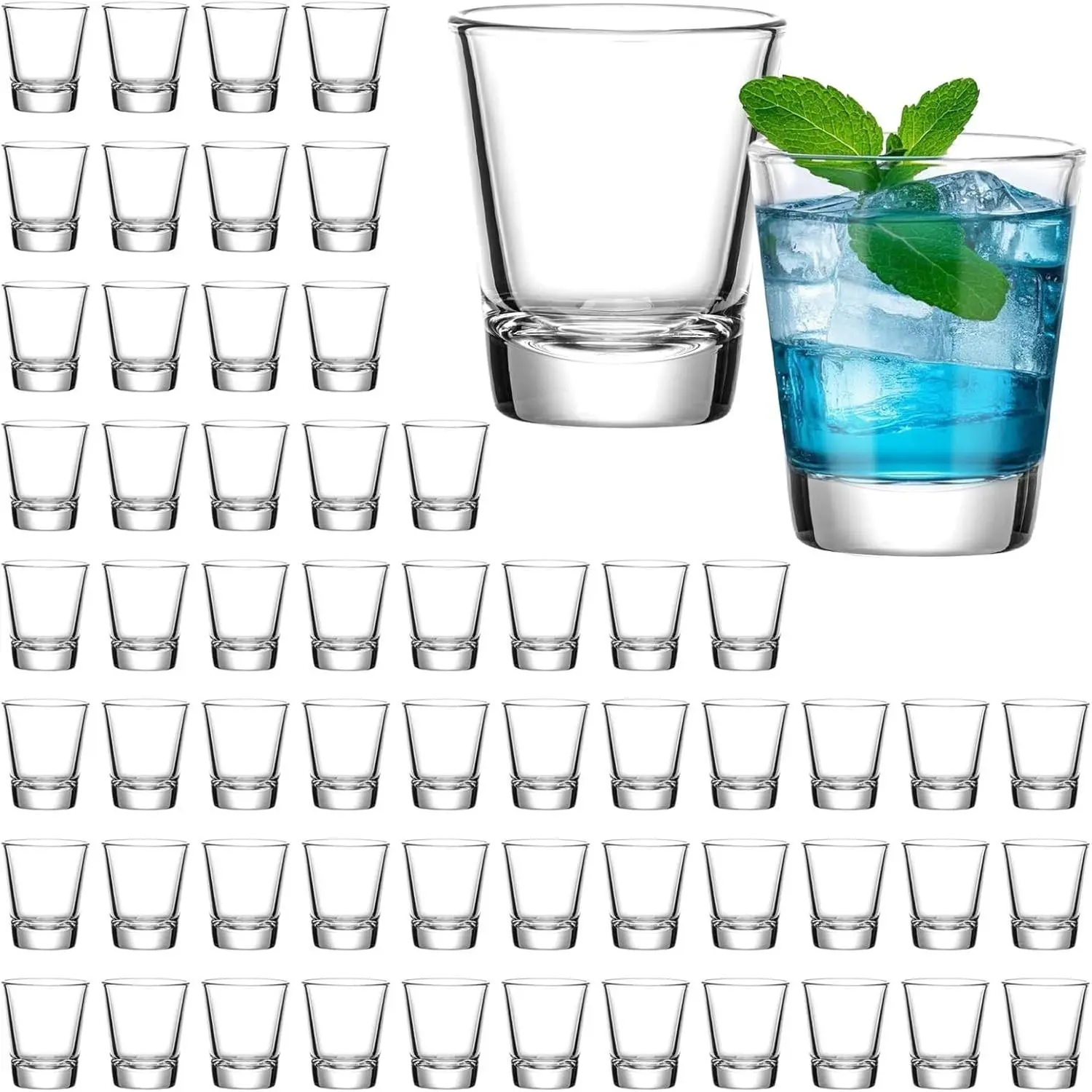 60 Pack Glass Shot Glasses Set,1.8OZ Shot Glasses Bulk With Heavy Base,Small mini Glass Cups for Vodka,Tequila,Espressos,Chocolate,Beer,whiskey