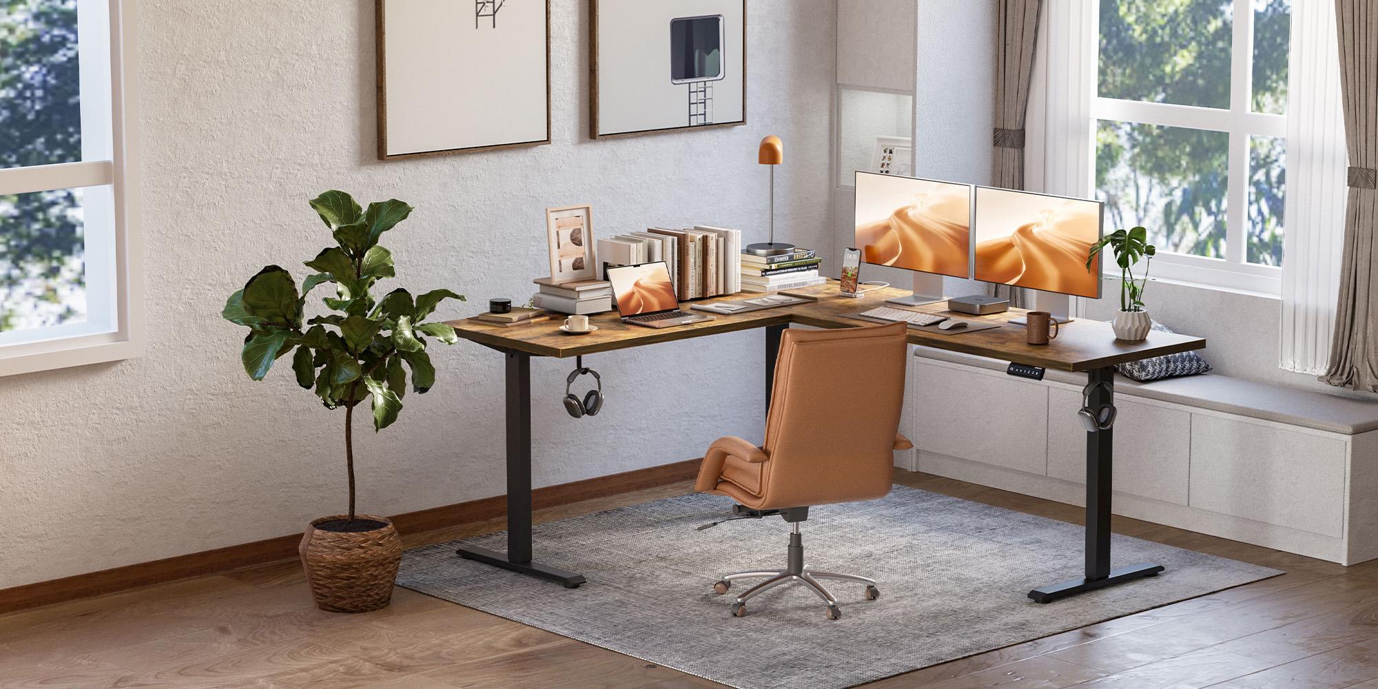 Agilestic 62.9 Inch L Shaped Standing Desk, Electric Height Adjustable Home Office Desk, Large Ergonomic Computer Desk with 3 Memory Buttons, Cable Management, Corner Desk for Home & Office Workstations