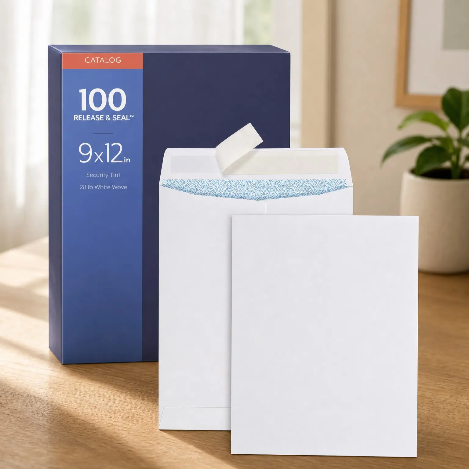 9 x 12 Self Seal Catalog Envelopes, 28 lb White Wove, for Mailing Flat Letter Size Documents, 100 Per Box(Gift)