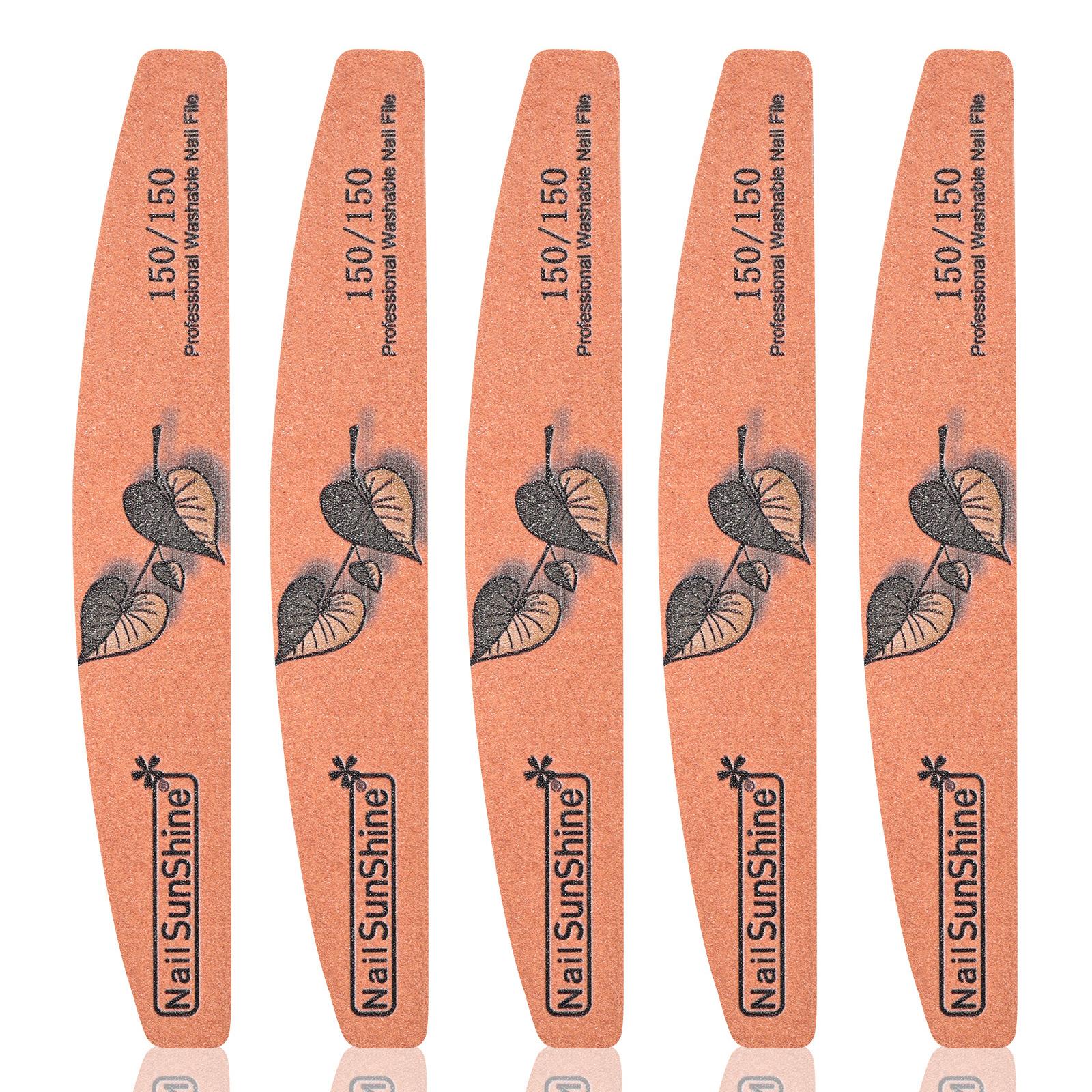 5-piece Nail File Set - Professional Half-Moon Nail File Double-Sided Sanding Board, Washable Nail Files and Buffing Block, Smooth and Shape Nails, Manicure and Pedicure Polishing Tool