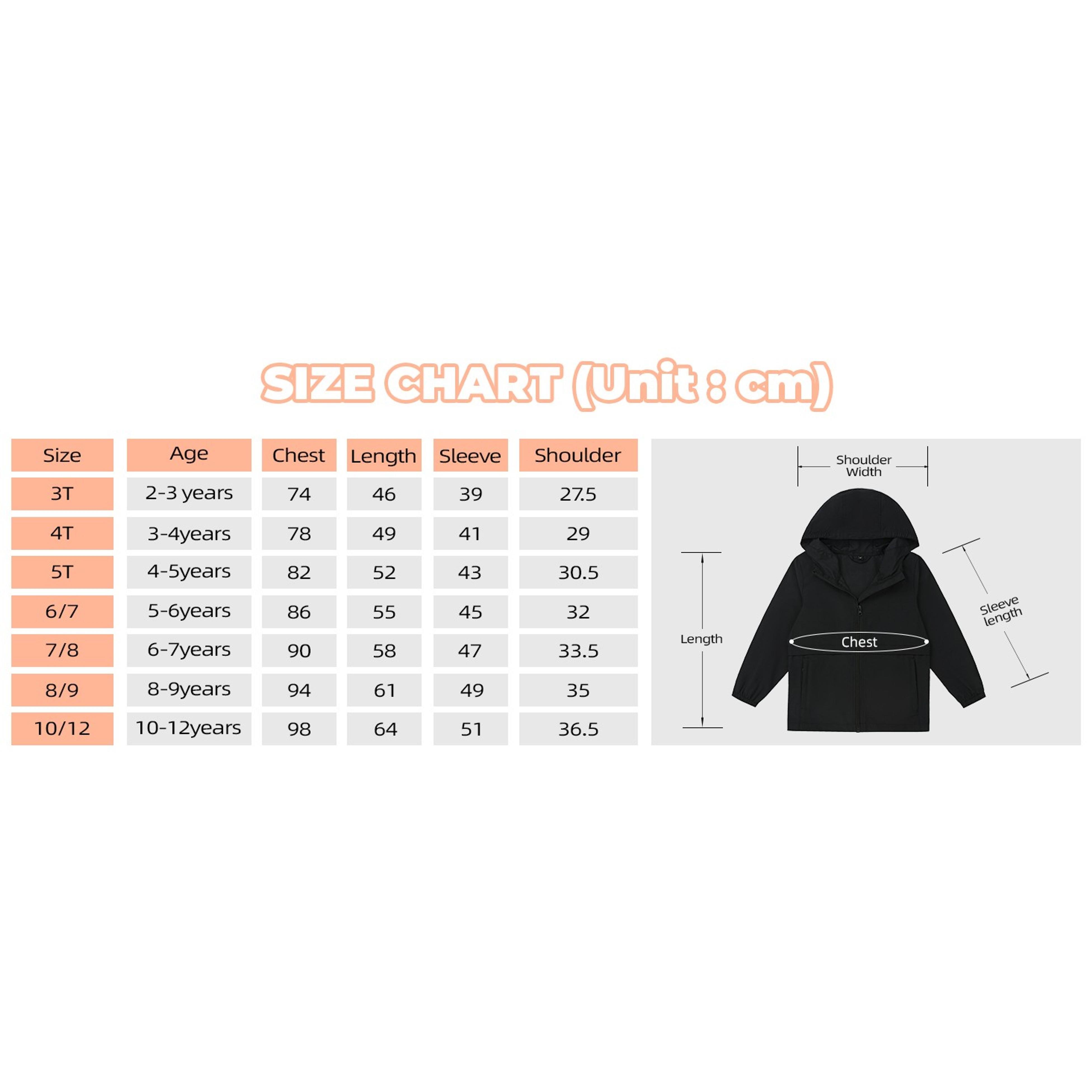 Boys Girls Hooded Windbreaker Jacket Lightweight Packable Rain Coat - Easy On, Soft Fabric, Zippered Pockets, Elastic Cuffs, Name Label, Ready for Changing Weather(Gift)
