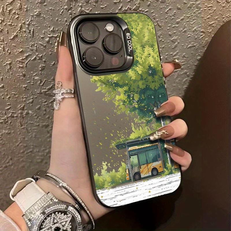 The Green Tree Bus Phone Case Is Suitable for Iphone 15/15 Plus/15 Pro/15 Pro Max, for Iphone 14/14 Plus/14 Pro/14 Pro Max, for Iphone 13/13 Pro/13 Pro Max, for Iphone 12/12 Pro/12 Pro Max, for Iphone 11/11/11 Pro Max/for Iphone