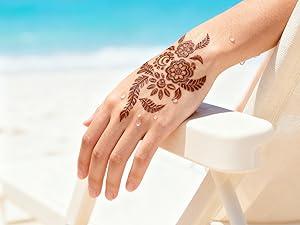 191 Pcs Temporary Tattoo Stencils Kit with 6 Tattoo Cones (2 Black, 2 Brown, 2 Dark Red), White Tattoo Outline Pen, Cotton Swabs & Towel| Perfect for Adults, Teens, Beginners, Family Fun & Parties