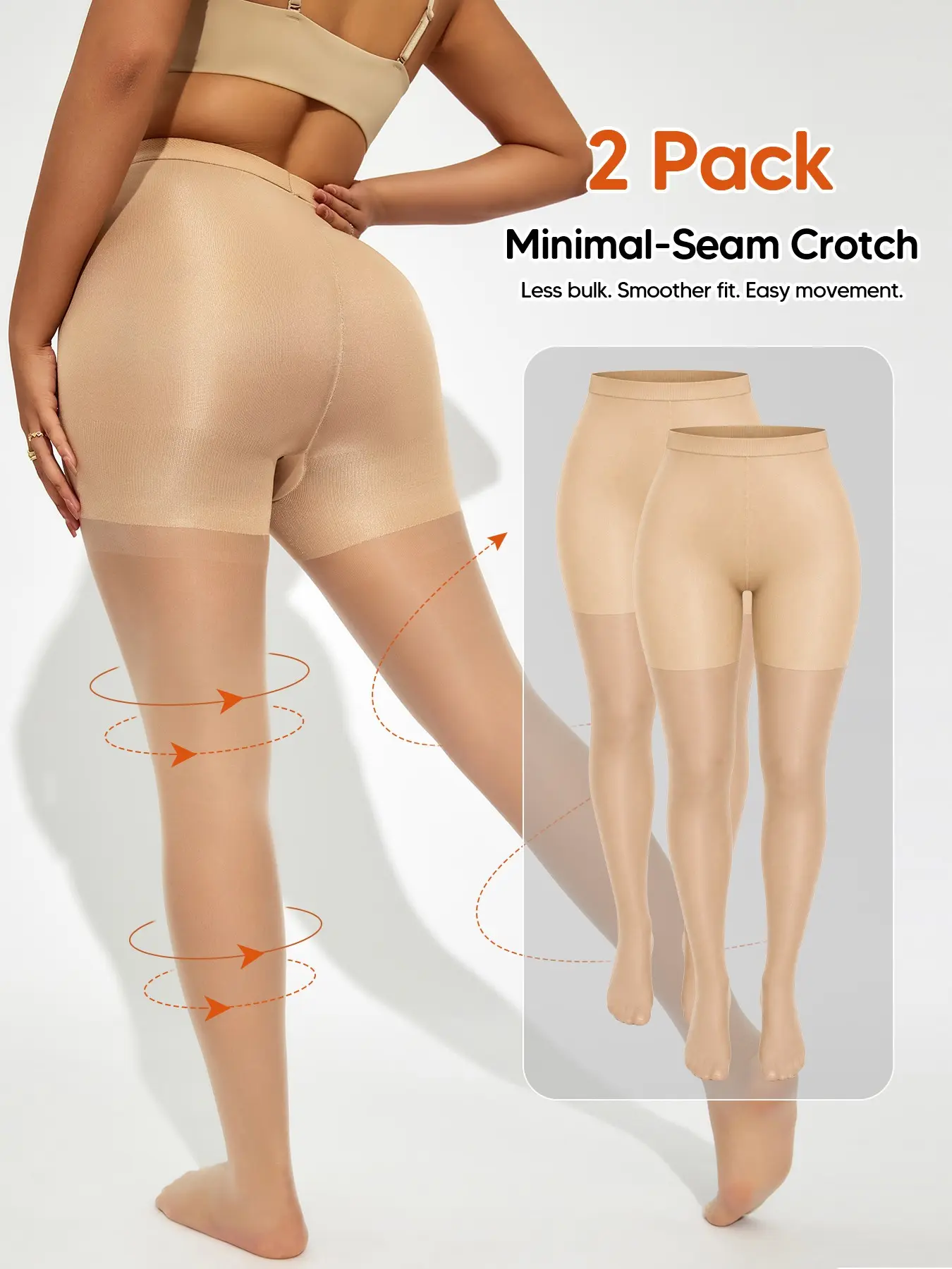 Women's Lightweight Semi-Sheer Full-Length Pantyhose Stockings, High-Waisted Tummy Control & Butt Shaping Tights, Smming Thighs,  Stretchy Full-Foot Invisible Under Tight Dresses and Pants Shaping
