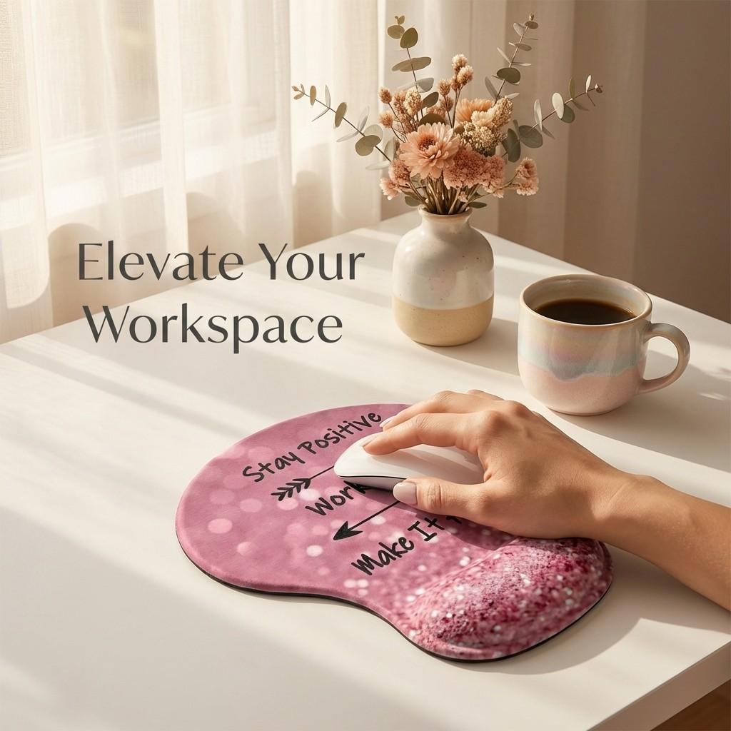 Ergonomic Mouse Pad, Customizable Patterns, Comfortable Memory Silicone Material, Reduces Wrist Fatigue, Ideal for Office Use