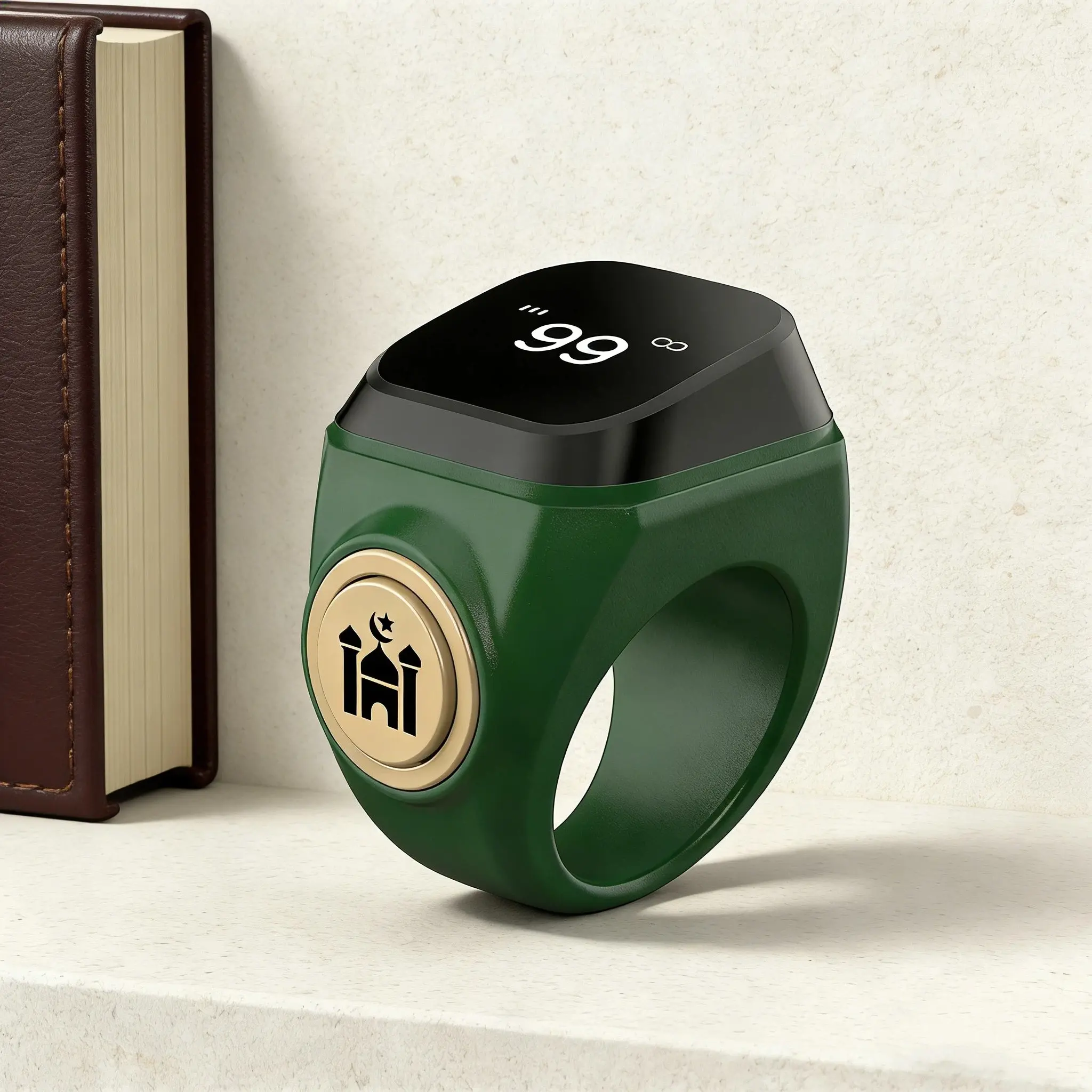 Muslim Prayer Ring, Tasbih Counter, Tasbeeh Counter, Electronic Tasbih Counter, Smart Prayer Beads, 33/99 Submissions Vibration + APP Reminders, Waterproof & Shockproof, Long Battery Life, Essential Islamic Item
