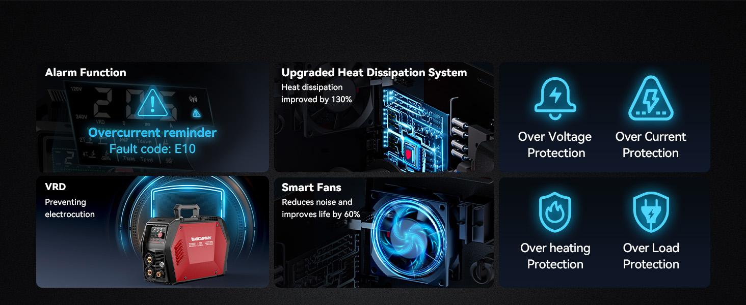 ARCCAPTAIN TIG205 Pro DC TIG Spot Cold Welder Heavy Duty Tool Kit Metal Tool  Best DC TIG Machine for Pipe Welding, Industrial-grade level