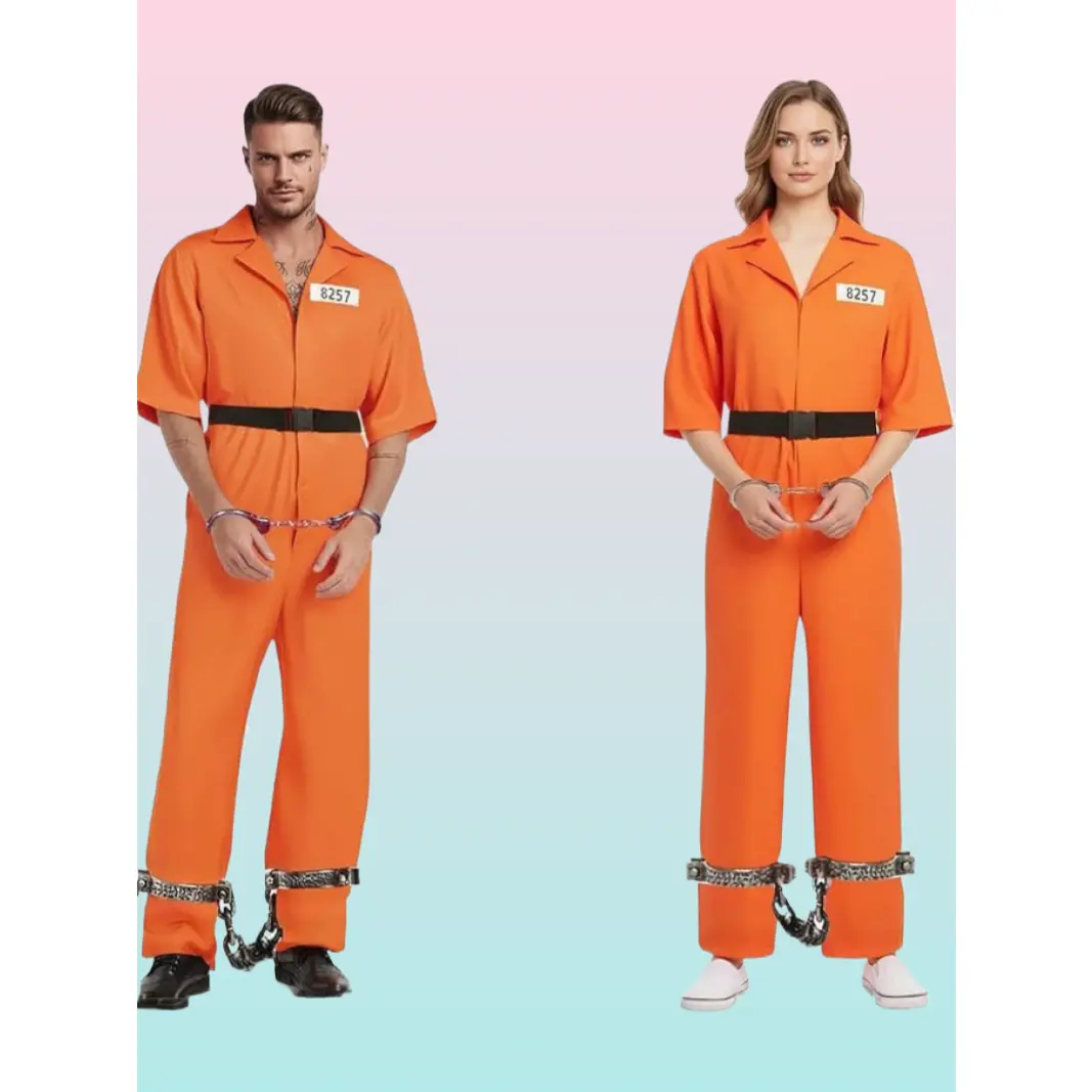Halloween Inmate Prisoner Suit, Orange Jumpsuit Role Play Outfit, Stage Wear for Festive Party Cosplay (Festive & Party Supplies Accessory), Inmate Look