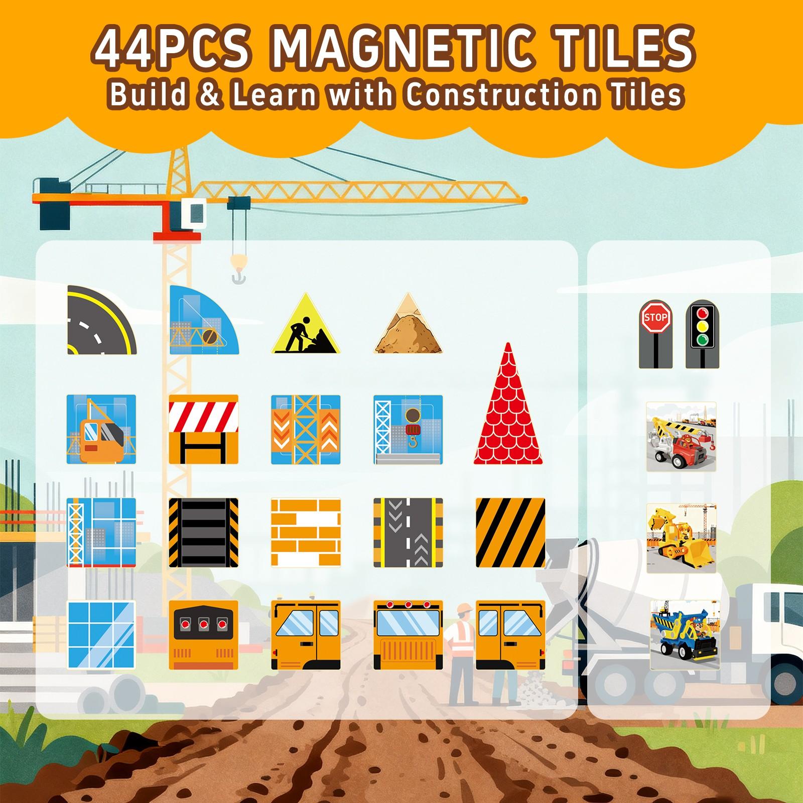 48pcs/52pcs Magnetic Tiles, Animal Farm Building Blocks, Stem Educational Toy, Creative Puzzle Board, Birthday Gift for Kids Ages 3-12