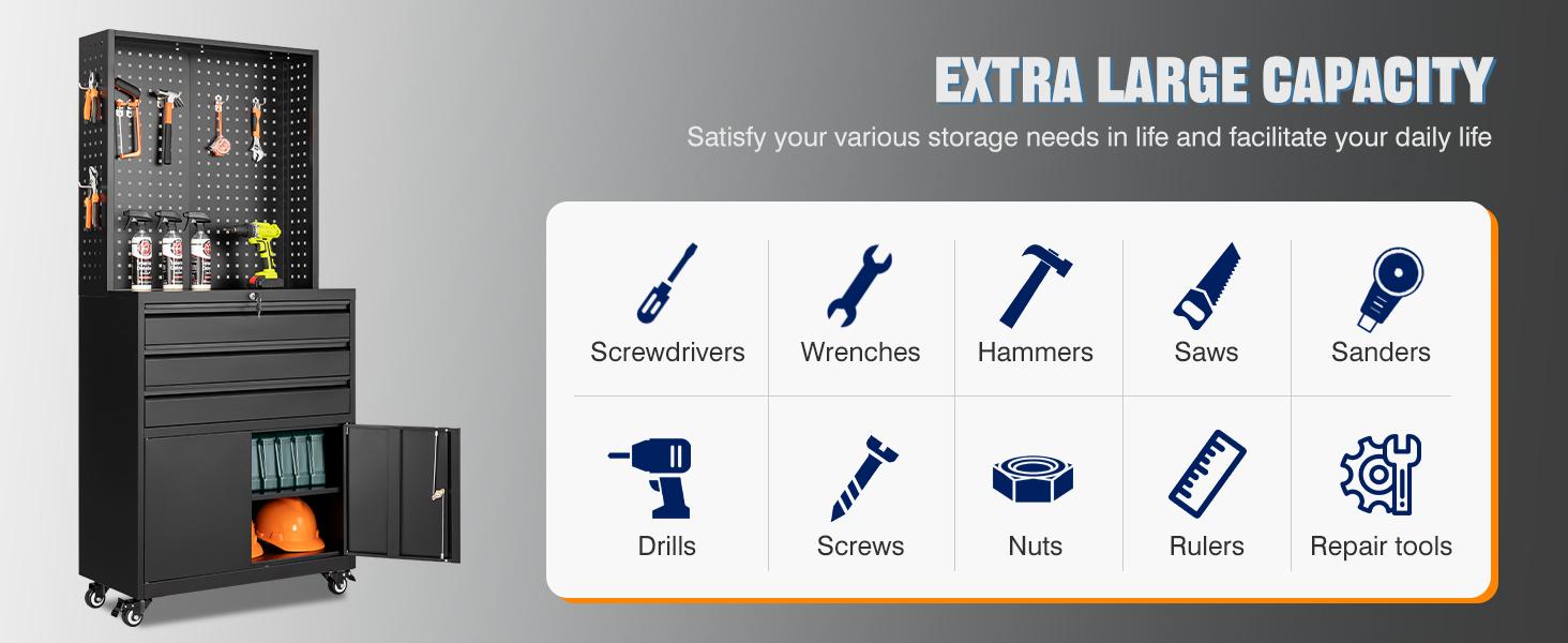 Letaya Metal Garage Storage Cabinet with Wheels,3-Drawer Rolling Tool Cabinet with 2 Door and Adjustable Shelves,- 71" Steel Tool Cabinet for Warehouse,Garage,Workshop Rolling Metal Garage Storage Cabinet Heavy Duty Hardware