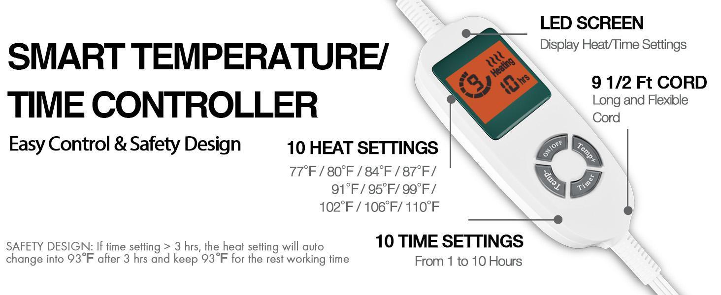 Heated Weighted Blanket 10 lbs, Heavy Electric Throw Blanket with Premium Glass Beads, Twin Size, Cozy Soft Flannel, 10 Heating Settings, Perfect Present for Winter, Women, Mother's day Christmas, New Year Gift