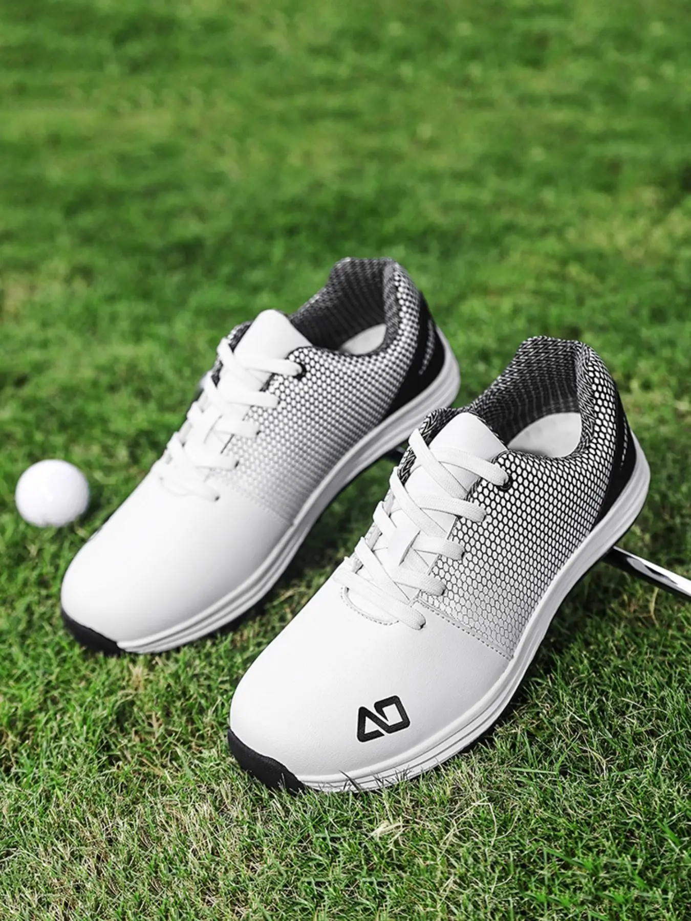 Professional Golf Spike Shoes with Laces, Adjustable Fit, Breathable Mesh, Waterproof, Shock Absorption, Non-Slip Sole, Comfortable for All-Day Wear