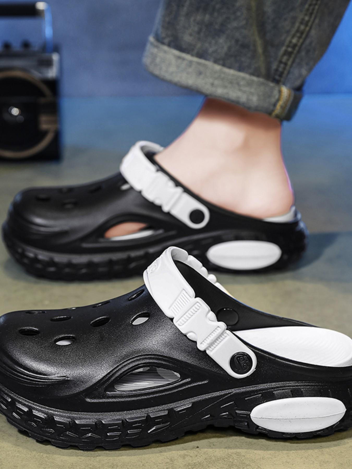 Large Size Couple Holey Shoes, Loose Thick Sole Sandals, Outdoor Wear, Extra Wide Durable Slippers, Beach Shoes, Comfortable Footwear