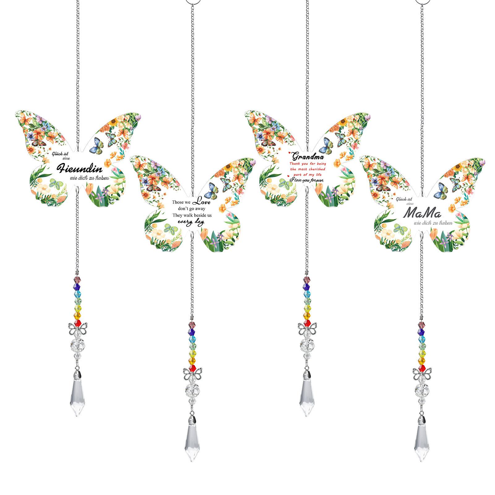 1 Piece Butterfly Wind Chime Craft, Super Shiny Crystal Diamond Wind Chime, Suitable For Garden Door, Wall And Window Decoration Gifts, Outdoor Wind Chime