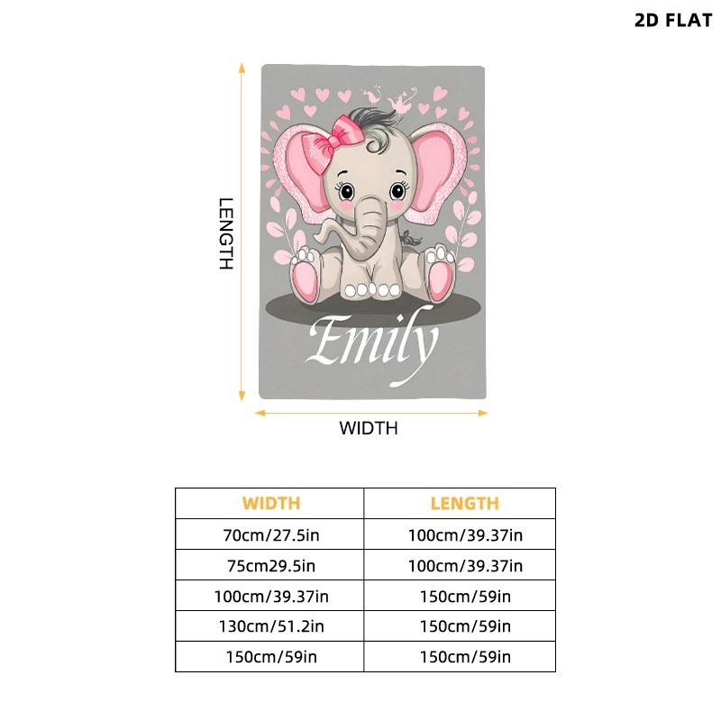 Cute Cartoon Elephant Printed Throw Blanket, Single - sided Printing, Multiple Specifications Available, Soft Fabric, Perfect for Napping, Decorative & Practical, Featuring Emily & Whimsical Elements