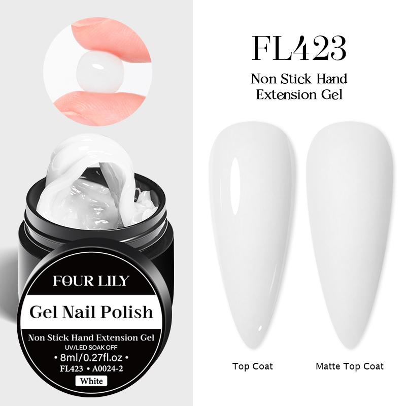 FourLily 4pcs Non-stick Solid Gel Set with Double-headed Pen, 3D Gel Nail Set for Gel Nail Embossing, Shaping and Sculpting with Stereo Nail Shaping Gel, Builder Nail Gel, Clear White Pink Nail Extension Gel, Uv Gel Manicure