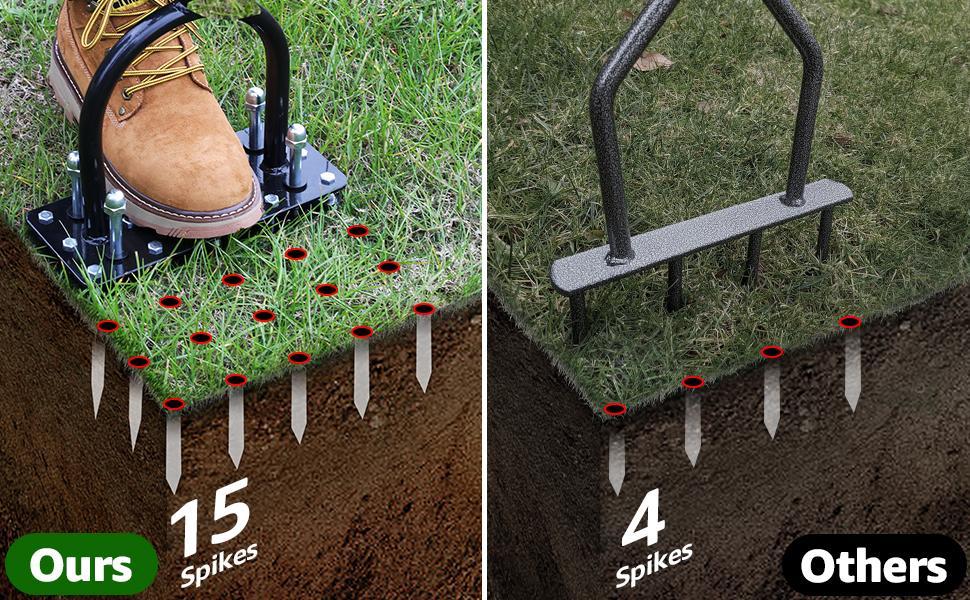 RIFPOD Lawn Aerator - Aerator Lawn Tool, Automatic Dirt and Leaf Clean Design, Heavy Duty Manual Lawn Aerator Tool with 15 Iron Spikes, Height Adjustable, Yard Grass Aerator for Lawn (Black) RIFPOD Lawn Aerator - Aerator Lawn Tool, Automatic Dirt and Leaf Clean Design, Heavy Duty Manual Lawn Aerator Tool with 15 Iron Spikes, Height Adjustable, Yard Grass Aerator for Lawn (Black)