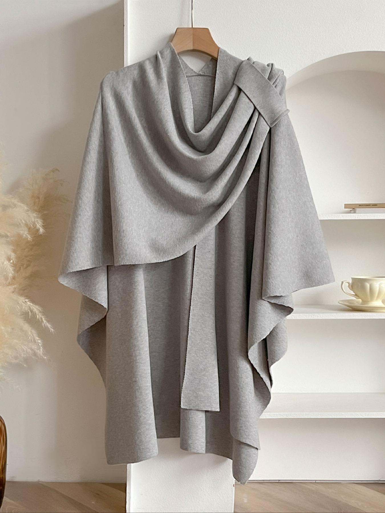 Elegant Women's Fashion Shawl, Simple Solid Color Cape for Daily Use, Perfect Birthday Gift, All Season Wearable Accessory, Trendy Solid Shawl