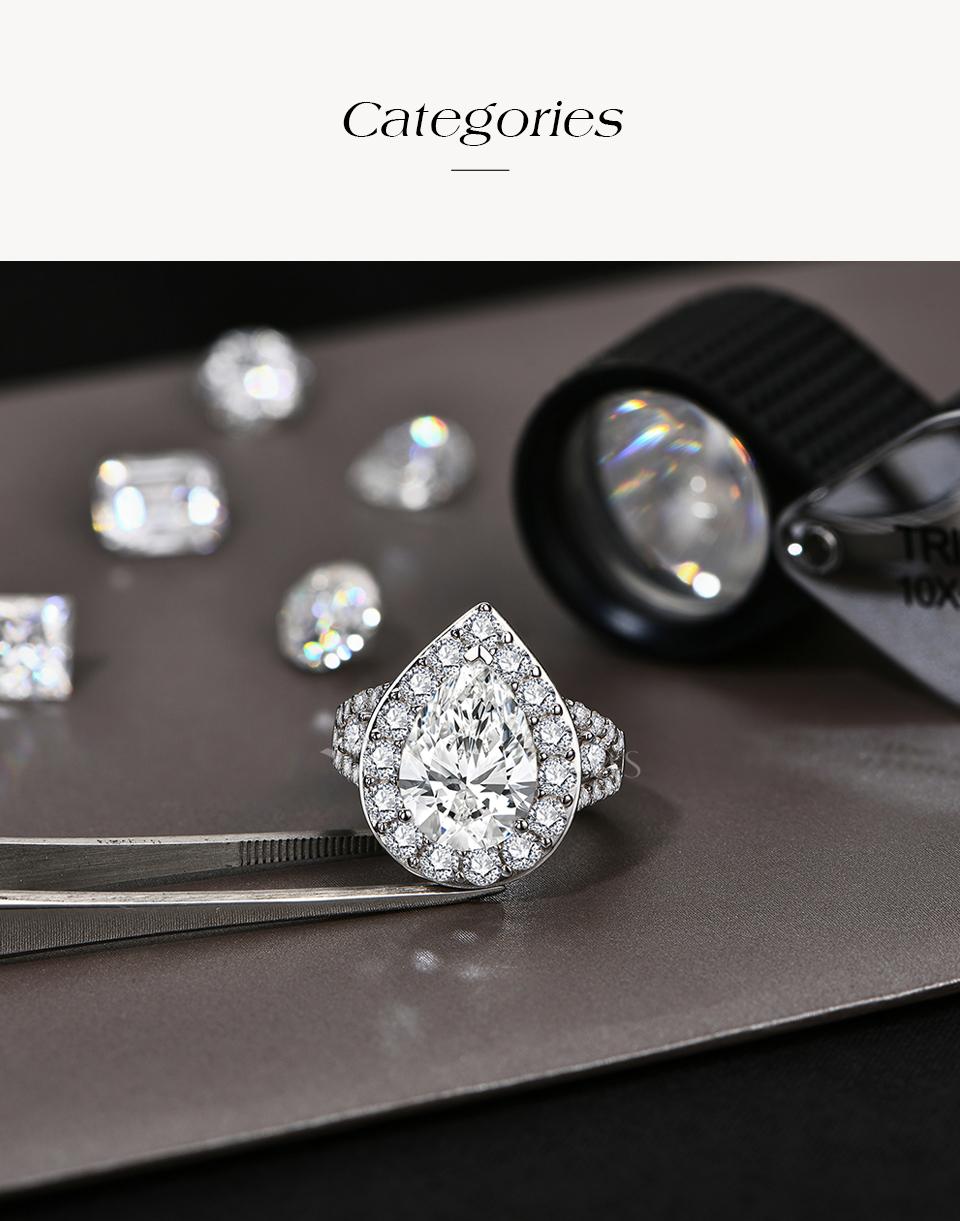 14*10mm Gorgeous Pear Cut D Color VVS1 Synthetic Moissanite Ring for Women Wedding Band Anniversary Gift R186