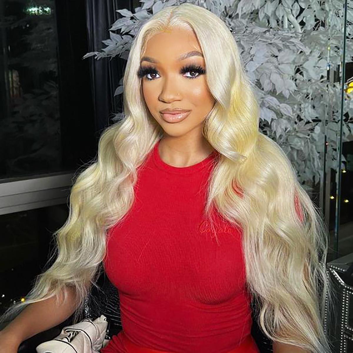 Dachic Hair 180% density Blonde Body Wave 13x6 Lace Front Wig 40 Inch HD Transparent Lace Hot Red Natural Hairline Human Hair Wig 99J Burgundy Color Body Wave Wig 613 Pre Plucked Lace Frontal P4/27 Highlight Silky Straight Wigs For Women