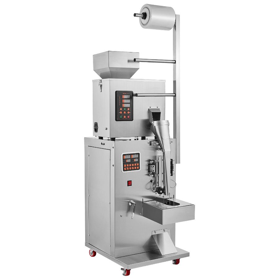 VEVOR Automatic Particle Packaging Machine, 0.002-0.22lbs/1-100g, Multi-Function Pouch Powder Sachet Weighting Filling Packing Machine, Powder Filler Machine for Tea Seeds Grains Flour Beans Glitter