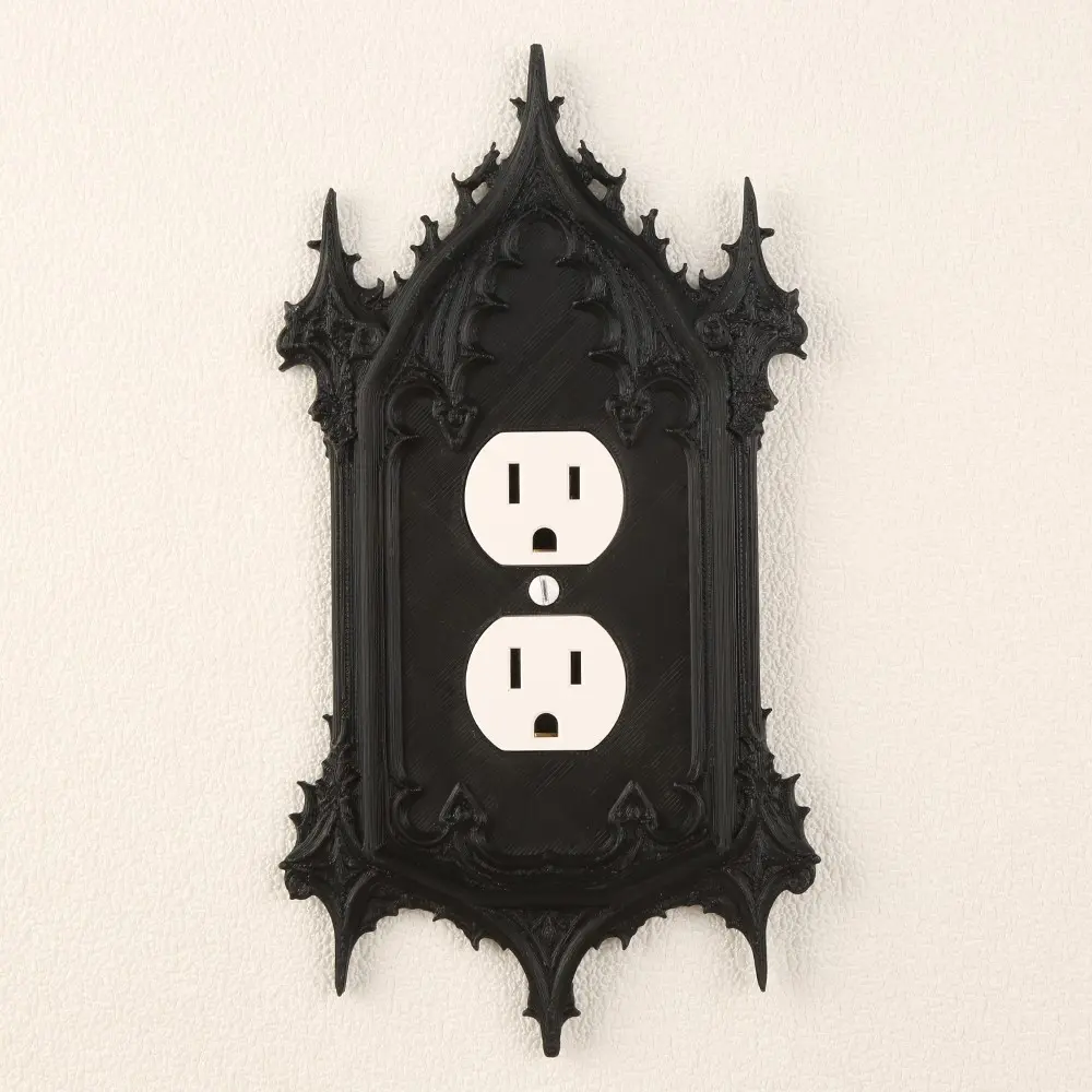 Gothic Cathedral Arched Switch Plate, Spike Decorative Carved Light Switch Cover, Dark Gothic Home Décor for Bedroom and Witch Theme Apartment