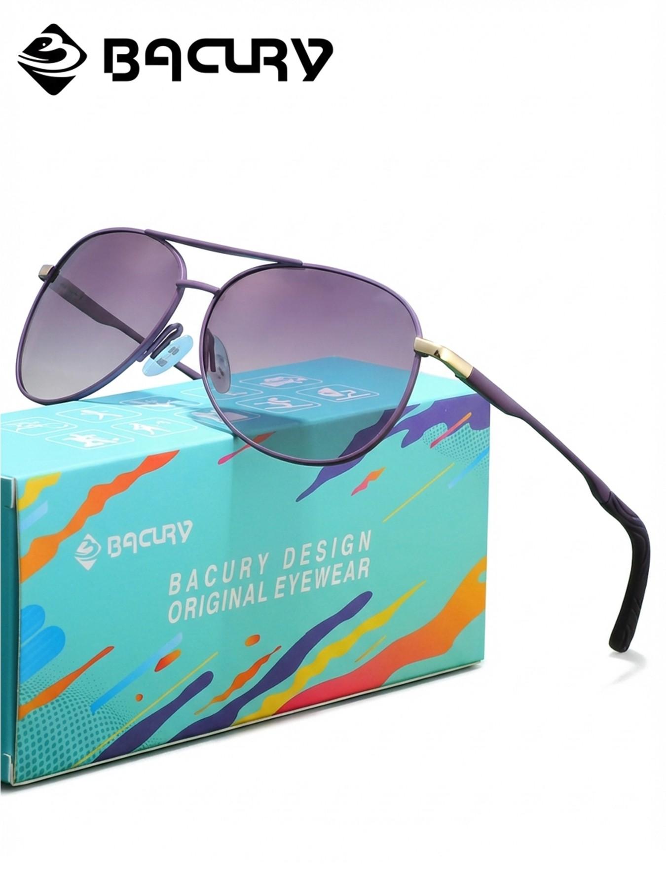 BACURY Beach Vacation Polarizer Sunglasses, Men'S And Women'S Stainless Steel Oval Frame, Outdoor Travel Reduces Glare, Versatile, Uv Resistant