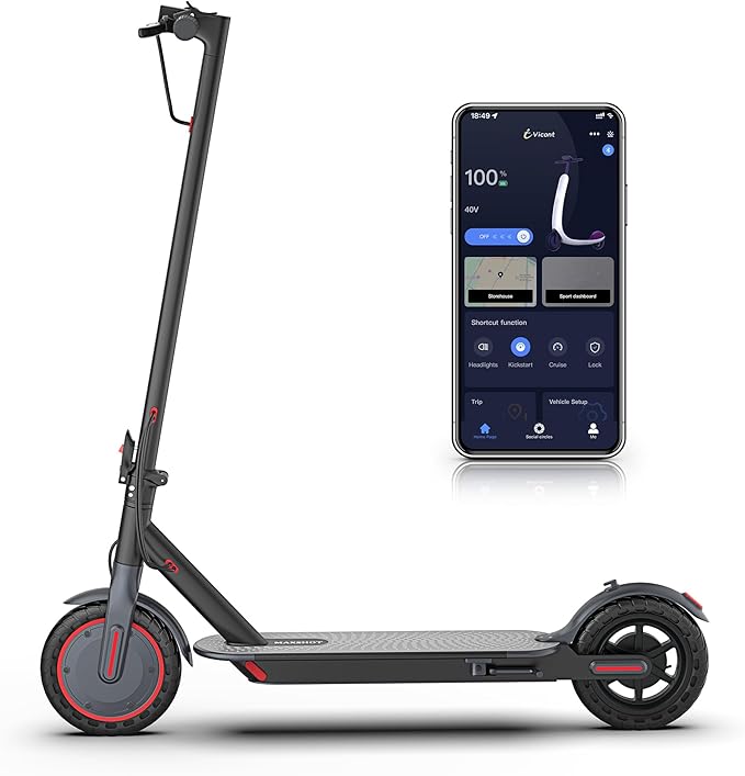 Electric Scooter -19 MPH Max Speed, 8.5''Honeycomb Solid Tires, 350W Motor, 12 Miles Range,Adjustable Speed Foldable Commuter Scooter with Dual Braking System &App Control School Scooters