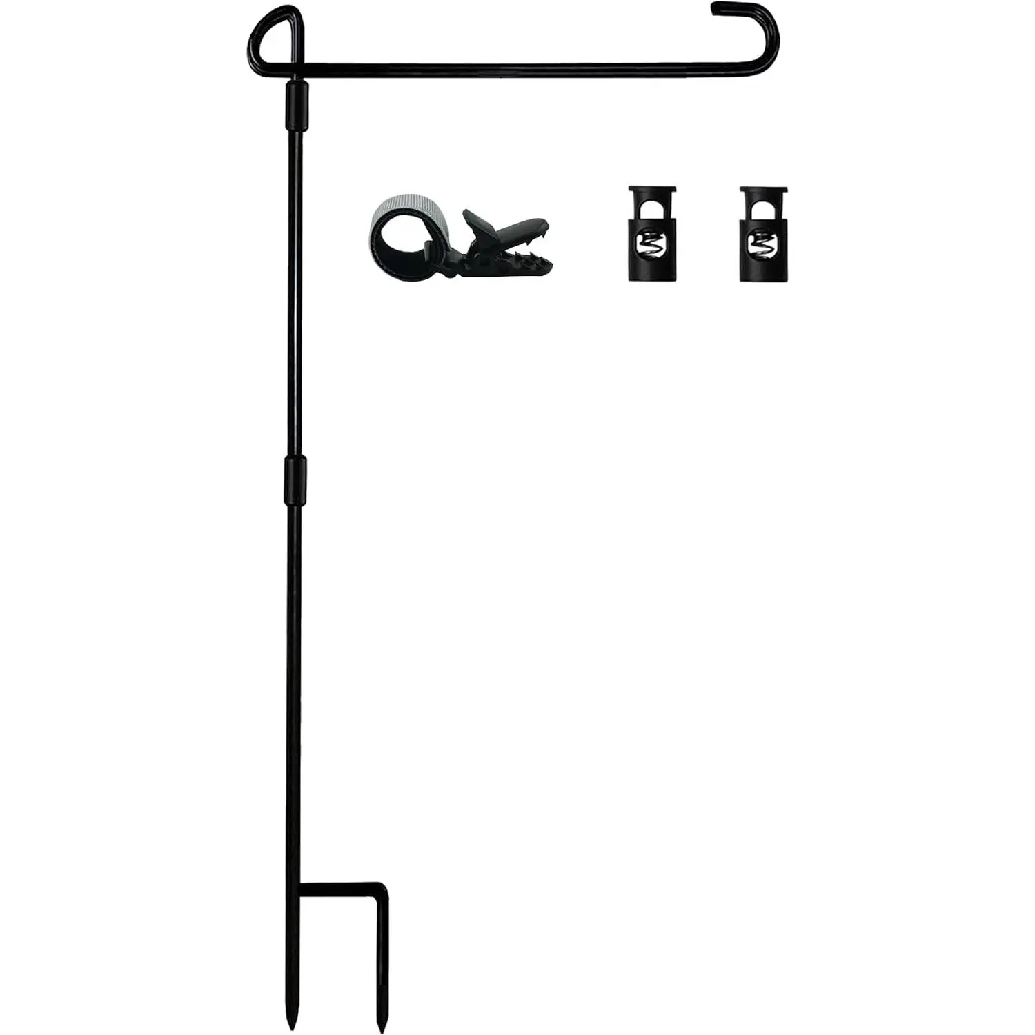 Garden Flag Stand-Holder-Pole with Flag Stopper and Clip  -Coated  for House Flags,Decorative Yard Seasonal Flags