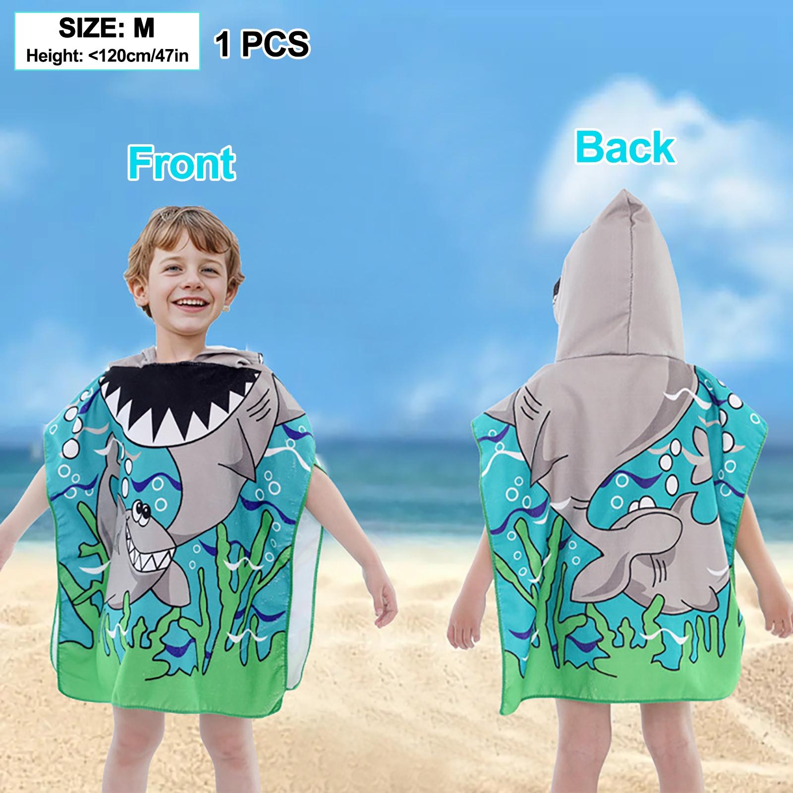 Animal Cartoon Print Bathrobe Cape, Soft Quick-Dry Beach Towel, Hooded Robe for Indoor Parties, Perfect for Beach and Home Use