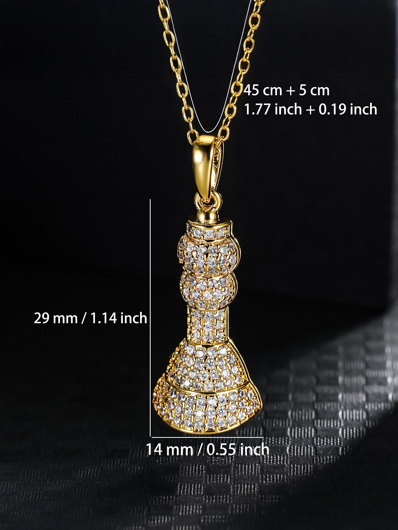 Iced Chics Hip Hop Zircon Queen Chess Piece Pendant Necklace, Unique Accessory, 24inch Chain, Artificial Zircon Material, Street Style Jewelry
