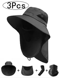 3Pcs- Multifunctional Sun Protection Set, Breathable UV-Blocking Hats, Detachable Cloak, Summer Cycling Cap, Sports Hat, Outdoor Sunscreen Headwear