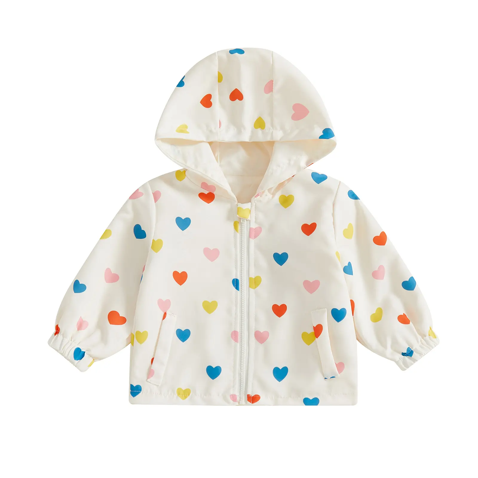 Toddler Girl Fall Hoodies Long Sleeve Heart/Guitar Print Zip Up Hooded Sweatshirt Kid Jacket Outerwear