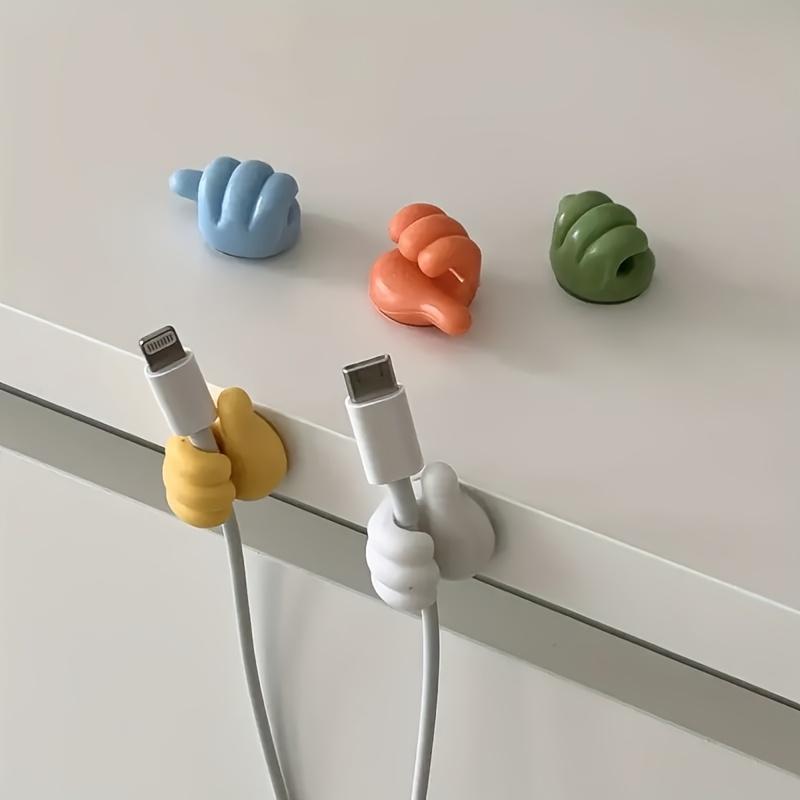 5 PCS / 9PCS thumb-shaped organizer (random color), lightweight desktop cable management clip, adhesive hook without drilling required, suitable for desktop storage and home organization, perfect for kitchen appliances and bedroom accessories