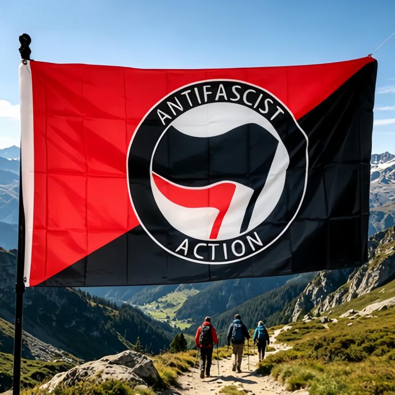 3x5 ft red and black twill action polyester flag,  Outdoor Decoration Banner, Polyester Hanging Flying