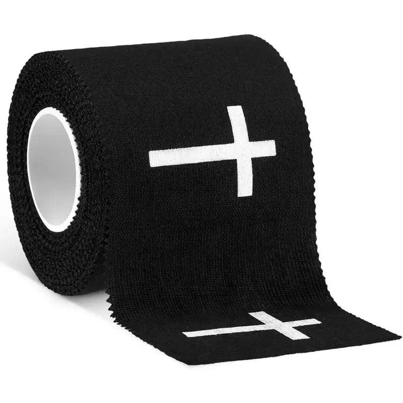Spirit-Inspired Adhesive Black Athletic Tape with Cross Pattern, Cotton Sport Wrap for Youth Training, Gym to Court Use, Joint Wrap Ready Wrist & Ankle Stabilizer - 2in x 23ft (Wrist Tape Baseball Compatible)