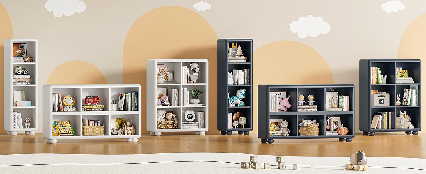 【Valentine's Day Gift】ONBRILL Toddler Stuffed Animal Zoo, Toy Storage Organizer for Playroom, Plush Toy Organizers and Storage, Book Shelf for Kids Rooms, Elastic Band Child Bookcase, Toy Shelf with 8 Storage Cubbies